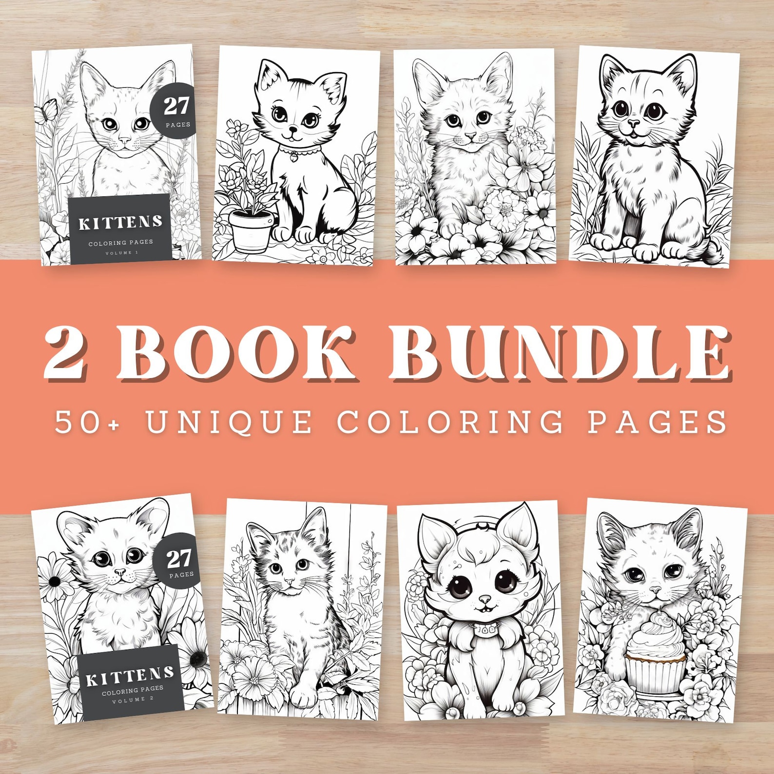 Kitten Printable Coloring Pages | Instant Digital Download | Printable ...