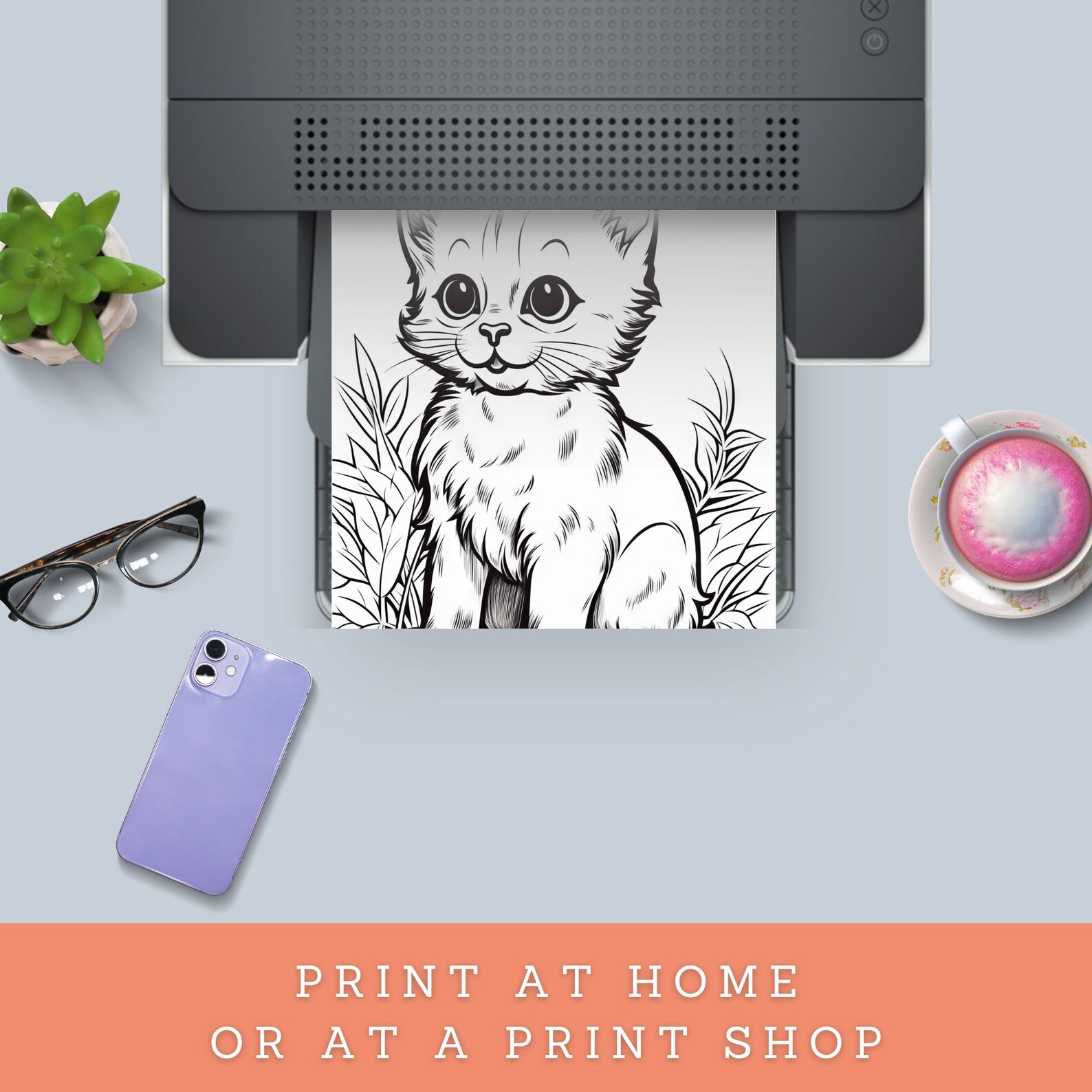 Kitten Printable Coloring Pages | Instant Digital Download | Printable ...