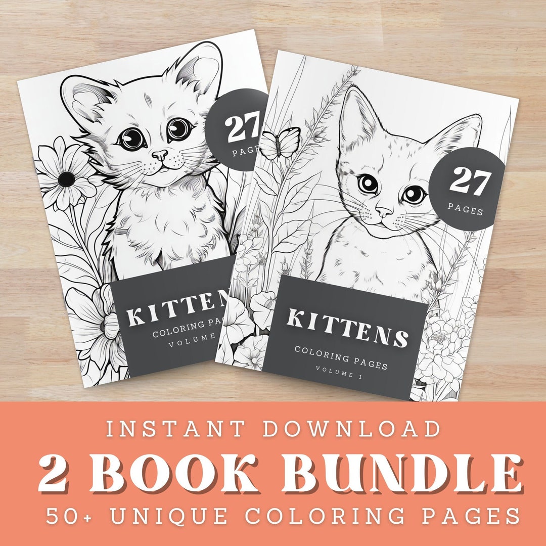 Kitten Printable Coloring Pages | Instant Digital Download | Printable ...