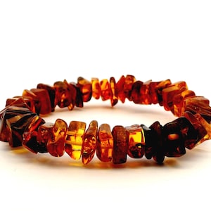 Natural Baltic Amber Jewelry Bracelet, Cognac with Hand-Cut Beads