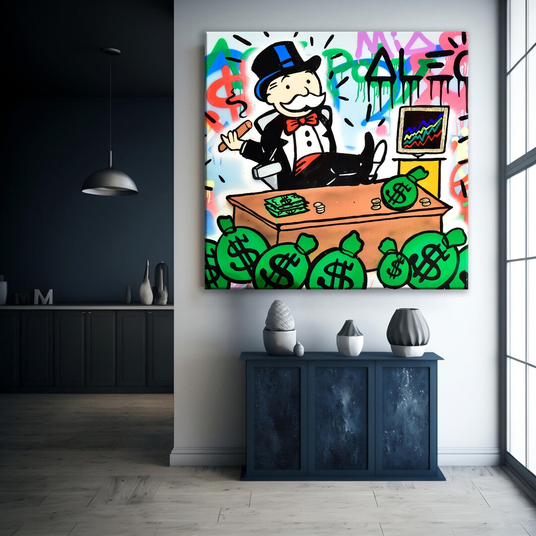 Rich Monopoly Alec Pop Art Graffiti Canvas Print, Banksy Art, Monopoly ...