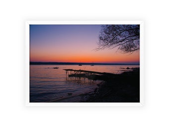 Poster mit Holzrahmen - Lakeside-Evening