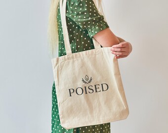 Bolso tote minimalista POISED / Bolso tote de lona de estética neutra para mujer / Bolso de hombro chic para el día a día / Estilo de lujo discreto
