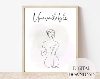 POISED (Arte de pared no disponible), arte lineal minimalista para imprimir, decoración abstracta femenina, póster neutro para dormitorio, descarga digital.