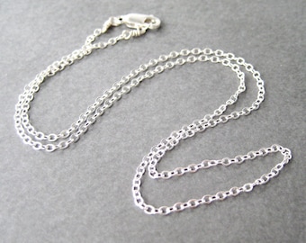 18 inch Sterling Silver Chain, .925 Sterling Silver Chain Necklace, Simple Necklace, Modern 1.9mm Flat Cable