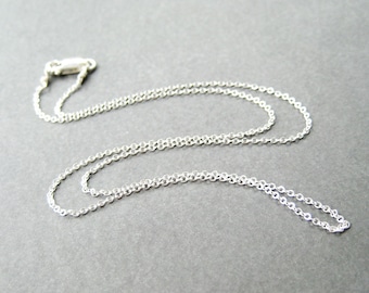 18 Inch Sterling Silver Chain Necklace, .925 Sterling Silver Fine Gauge Cable Chain, Simple Necklace, Lobster Claw Clasp, Handmade