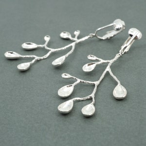 Silver Leaves Clip On Earrings: Nature-Inspired Clipons, Modern Branch