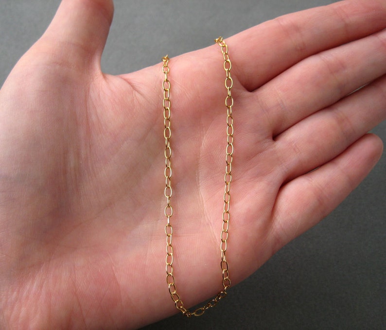 18 Inch Gold Plated Chain Necklace Lobster Claw Clasp 2.5mm Etsy