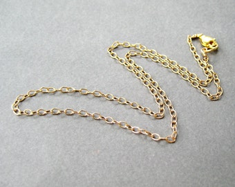 18 Inch Gold Plated Chain Necklace, Lobster Claw Clasp, 2.5mm Cable Chain Simple Necklace for Pendants, Medium Weight Necklace