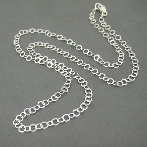 22 Inch Silver Chain Necklace, .925 Sterling Silver Modern Flat Cable Chain, Lobster Claw Clasp, Simple Necklace Chain