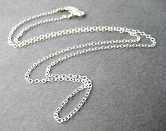 20 Inch Sterling Silver Chain Necklace, .925 Sterling Silver Flat Cable Chain, Lobster Claw Clasp