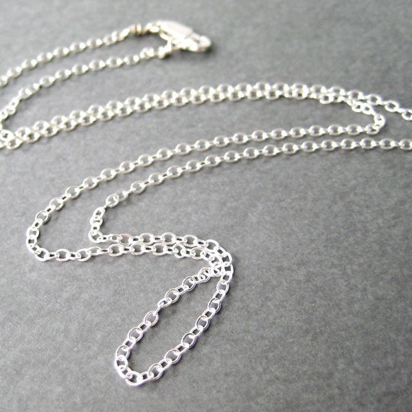 20 Inch Sterling Silver Chain Necklace, .925 Sterling Silver Flat Cable Chain, Lobster Claw Clasp