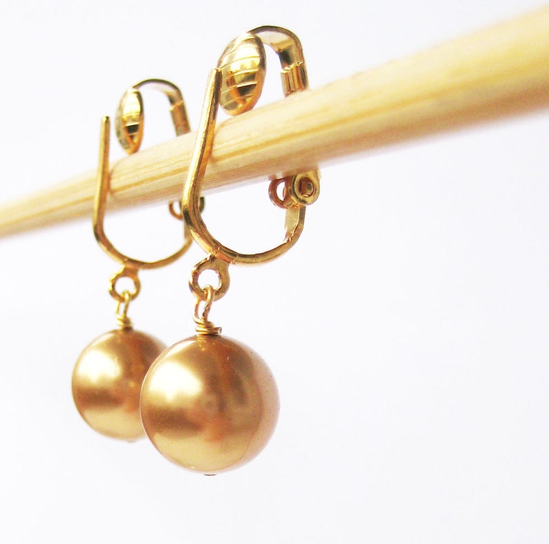 Gold Pearl Clip on Earrings Etsy