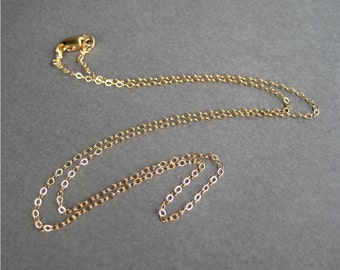 18 Inch Gold Filled Chain, Fine Gauge GF Delicate Chain Necklace, Lobster Claw Clasp