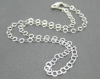 Sterling Silver Flat Cable Chain Necklace, Simple .925 Silver (16 Inch)