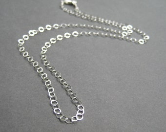 20 Inch Sterling Silver Chain Necklace, Lobster Claw Clasp, .925 Sterling Silver 3.6 mm Modern Flat Cable Chain, Simple Necklace Chain