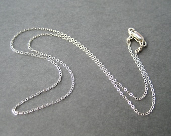 16 Inch Sterling Silver Flat Cable Chain Necklace, Fine Gauge