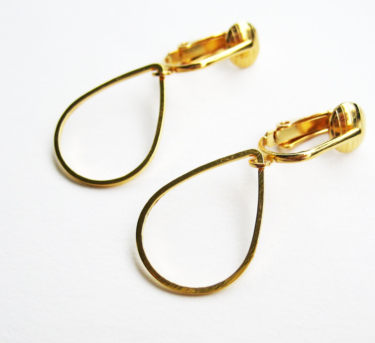 Golden Teardrop Clip On Earrings Simple Drop Dangle Clip Etsy