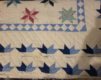 Prachtige vintage handgestikte quilt