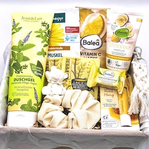 Geschenkbox für Mädchen in Gelb Sommer Stil | Wellness Geschenkset für Teenager | Entspannungsset Zitrone | Geburtstags Geschenk Balea