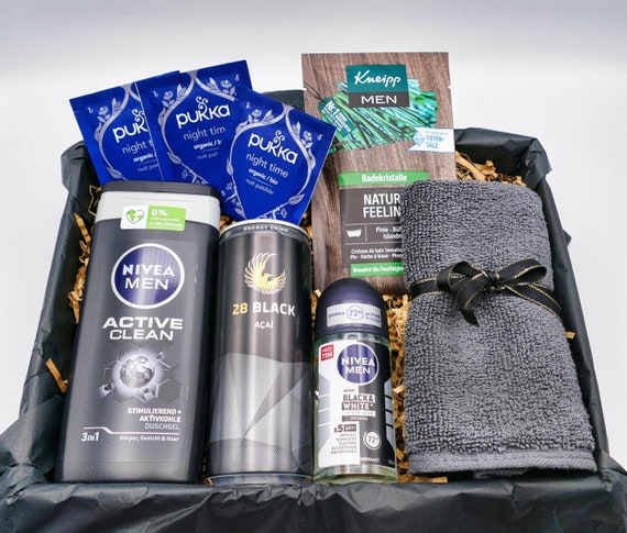 Geschenk für junge Männer | Geburtstags Geschenk für Freund | schwarze Geschenkbox für Papa | Geschenk Energy Drink | Geschenk Mann Ehemann