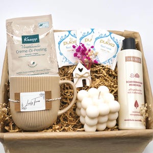 Geschenkbox für Frauen mit Tasse und Kerze Wohlfühlbox für Schwester Wellness Spa Geschenk Tee Pflege Gute Besserung Geburtstagsset Freundin