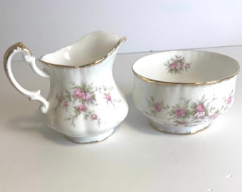 Paragon Victoriana Rose Creamer und offene Zuckerdose, hergestellt in England