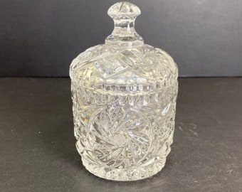 Vintage Lead Crystal Pinwheel Lidded Sugar Bowl/Decorative Jar