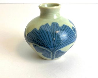 Karis Swink Barry Lotus Leaf Studio Art Pottery Bud Vase, 3”