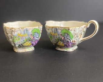 Lavender Lady Creamer and Open Sugar, Lord Nelson“Pompadour” BCM NelsonWare, Made in England