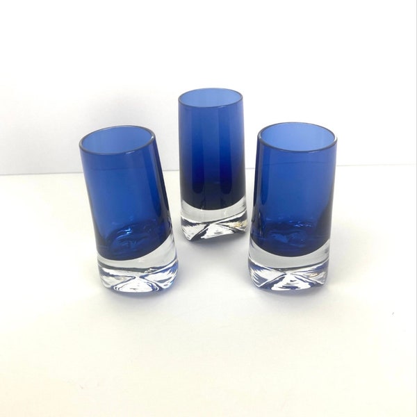 Denby-Milnor Midnight Blue SKOL shot/liqueur glasses, set of 3, Made in Sweden