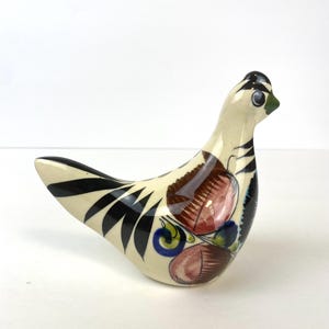 Mexican Hand Painted Tonala Pottery Bird Figurine
