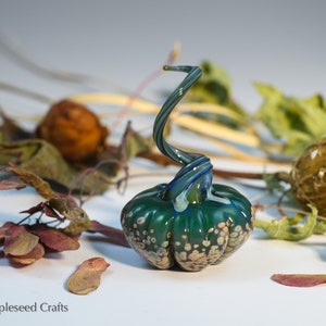 Mini Pumpkin Green Mystery, Fantasy Glass Pumpkin, Handmade Flamework Glass image 2