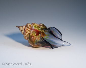 Blown Glass Sea Shell, “Sea Forest Treasure”, Hand Blown Glass Seashell Sculpture