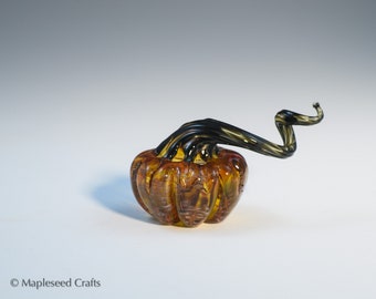 Mini Kürbis “Pumpkin Spice”, Fantasy Glaskürbis, handgefertigtes Flamework Glas