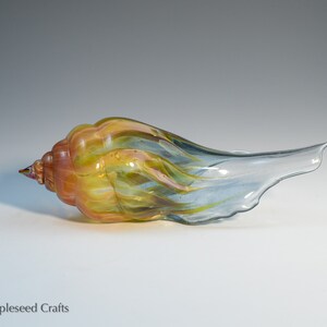 Blown Glass Sea Shell, Cosmic Flame, Hand Blown Glass Seashell Sculpture image 2