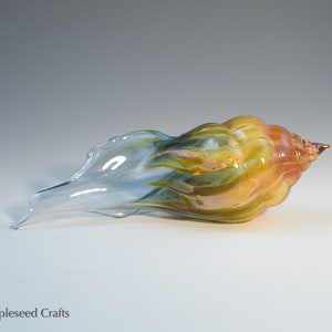 Blown Glass Sea Shell, Cosmic Flame, Hand Blown Glass Seashell Sculpture image 8