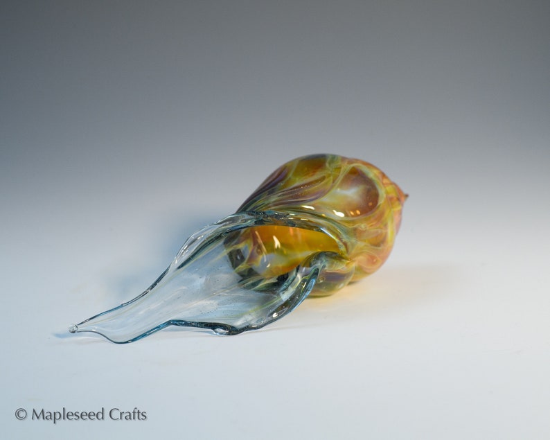 Blown Glass Sea Shell, Cosmic Flame, Hand Blown Glass Seashell Sculpture image 5