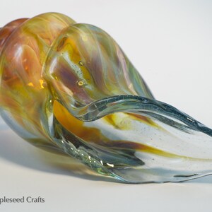 Blown Glass Sea Shell, Cosmic Flame, Hand Blown Glass Seashell Sculpture image 4