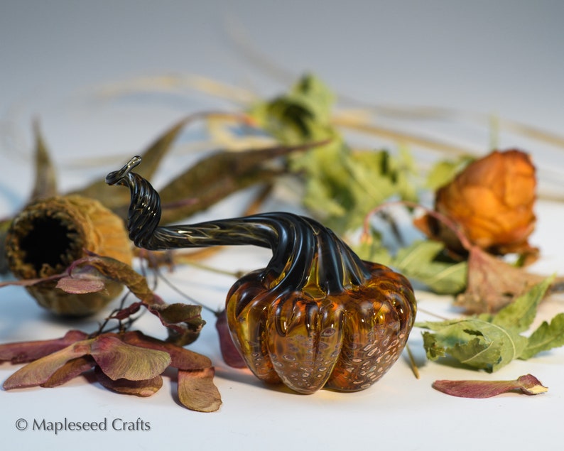 Mini Pumpkin Pumpkin Spice, Fantasy Glass Pumpkin, Handmade Flamework Glass image 7