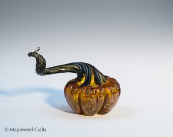 Mini Kürbis “Pumpkin Spice”, Fantasy Glaskürbis, handgefertigtes Flamework Glas