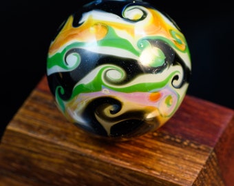 Marble, Gas Giant “Dragon’s Breath” 1-1/2", Handmade Flamework Borosilicate Art Glass