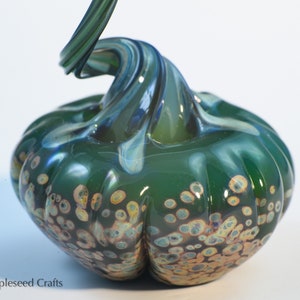 Mini Pumpkin Green Mystery, Fantasy Glass Pumpkin, Handmade Flamework Glass image 5