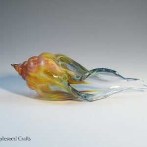 Blown Glass Sea Shell, Cosmic Flame, Hand Blown Glass Seashell Sculpture image 9