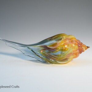Blown Glass Sea Shell, Cosmic Flame, Hand Blown Glass Seashell Sculpture image 6