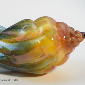 Blown Glass Sea Shell, Cosmic Flame, Hand Blown Glass Seashell Sculpture image 10