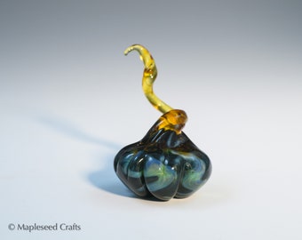 Mini Pumpkin “Sea Depths”, Fantasy Glass Pumpkin, Handmade Flamework Glass