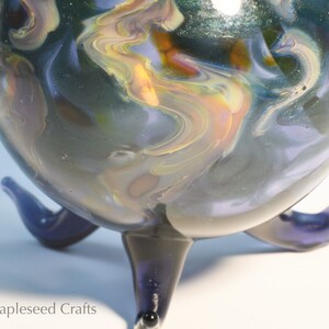 Hand Blown Lampwork Glass Bud Vase, Blue Wisps image 6