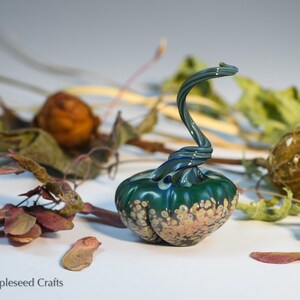 Mini Pumpkin Green Mystery, Fantasy Glass Pumpkin, Handmade Flamework Glass image 4