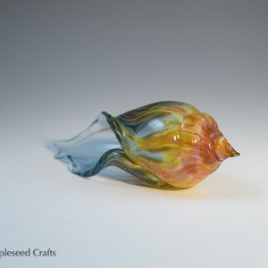 Blown Glass Sea Shell, Cosmic Flame, Hand Blown Glass Seashell Sculpture image 3